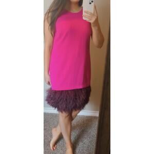 Trina Turk NWT Magenta Feather Shift Dress